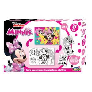 Παζλ Χρωματισμού Disney Minnie Mouse 2 Όψεων 3 Σελ Χρωμ, Luna Toys, 24 Τμχ., 41×28 εκ.