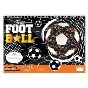 Μπλοκ Ζωγραφικής Must True Football – Play More 23×33 40 Φύλλα με Αυτοκόλ-Στένσιλ- 2 Σελίδες Χρωμ.