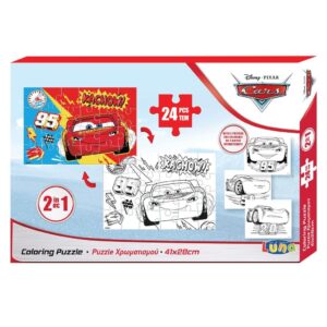 PUZZLE ΧΡΩΜΑΤΙΣΜΟΥ  2 ΟΨΕΩΝ 24TEM 41Χ28ΕΚ ΜΕ 3ΣΕΛ ΧΡΩΜ CARS
