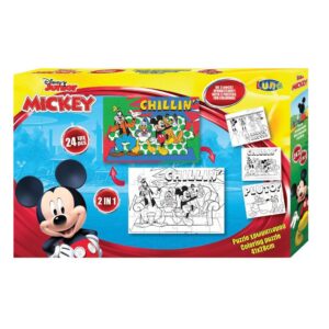 Παζλ Χρωματισμού Disney Mickey Mouse 2 Όψεων 3 Σελ Χρωμ, Luna Toys, 24 Τμχ., 41×28 εκ.