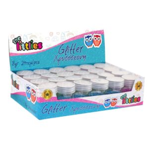 Χρυσόσκονη Glitter The littlies 8 γρ. σε Display 5 Χρώματα (Ροζ,  Μωβ, Λευκό, Πράσινο, Μπλε)