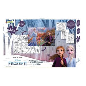Παζλ Χρωματισμού Disney Frozen 2 2 Όψεων 3 Σελ Χρωμ, Luna Toys, 24 Τμχ., 41×28 εκ.