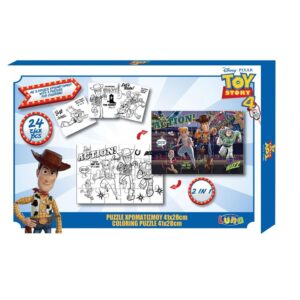 Παζλ Χρωματισμού Disney Toy Story 4  2 Όψεων 3 Σελ Χρωμ, Luna Toys, 24 Τμχ., 41×28 εκ.