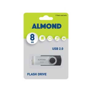 ALMOND FLASH DRIVE USB 8GB TWISTER ΜΑΥΡΟ